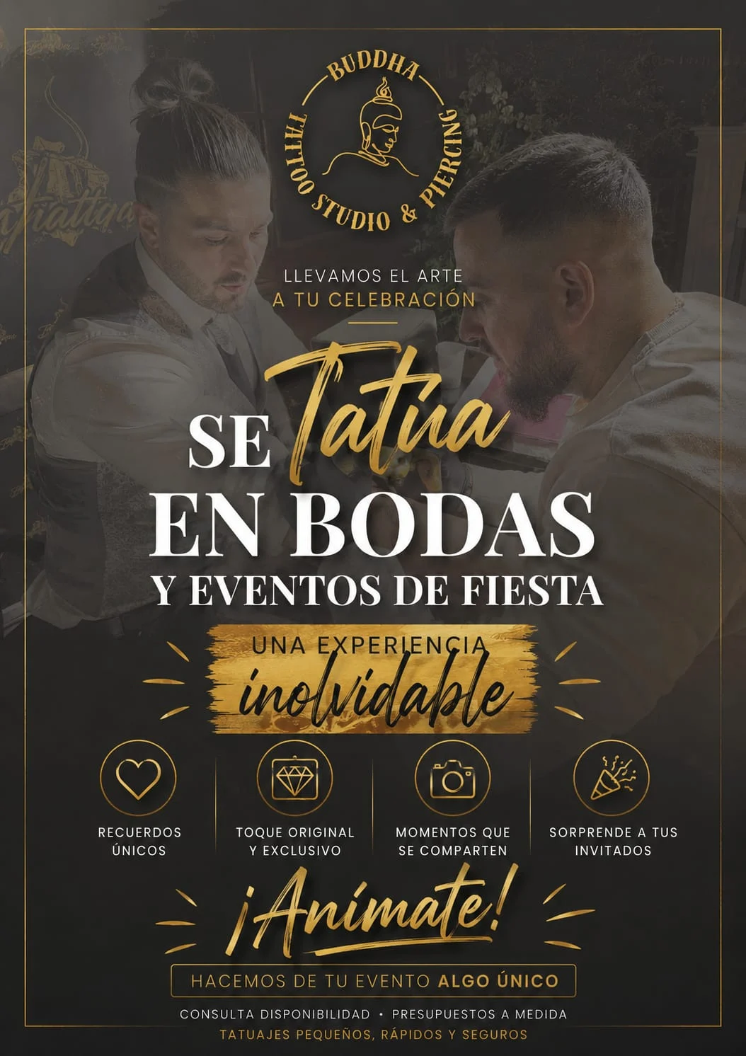 Cartel ampliado de Buddha Tattoo para bodas y eventos de fiesta